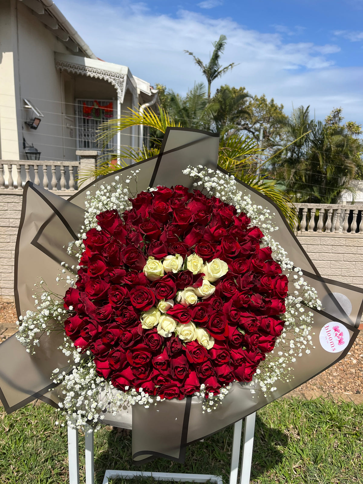 100 Roses Initial bouquet – Blooms By ZN