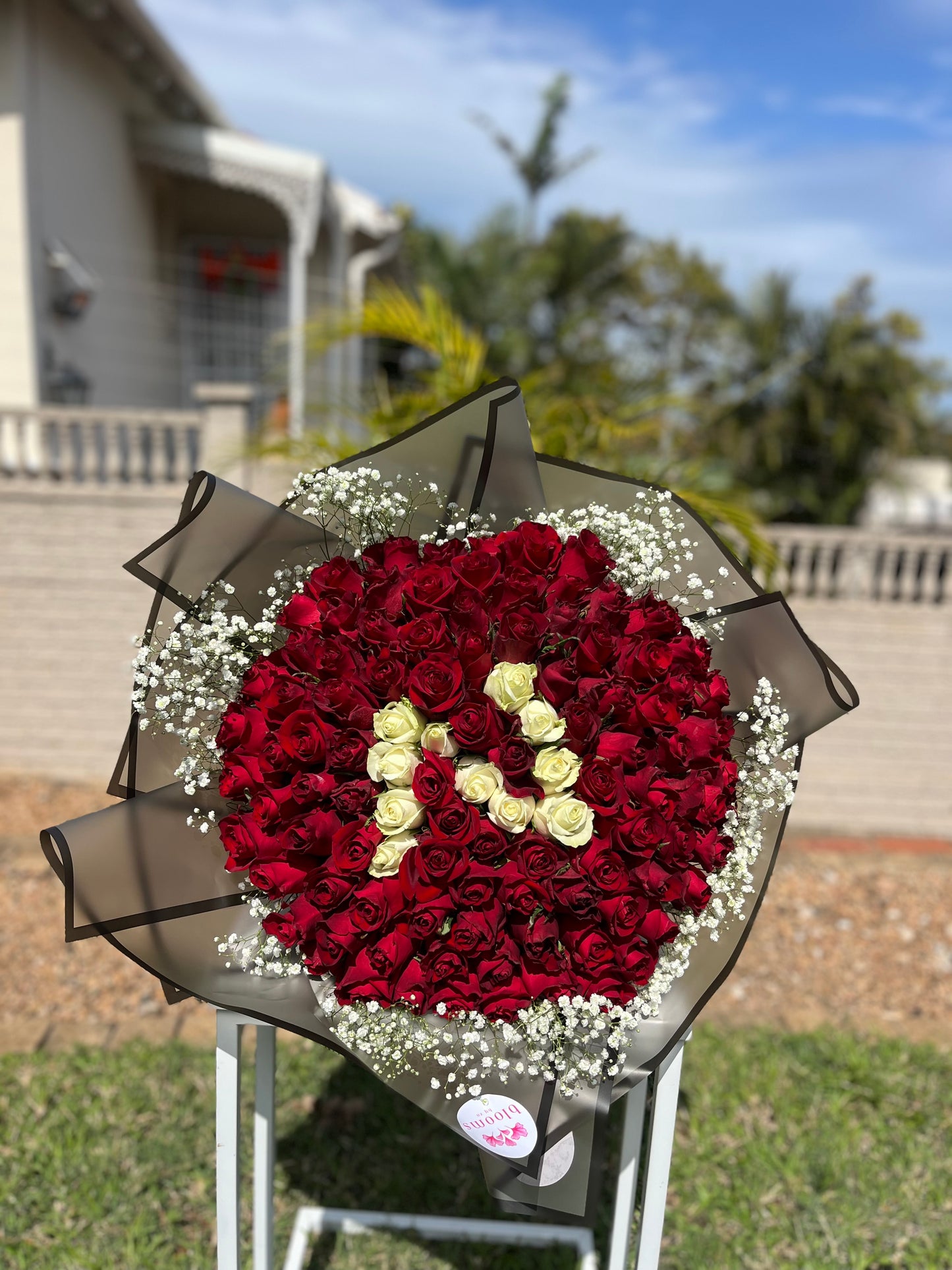 100 Roses Initial bouquet – Blooms By ZN
